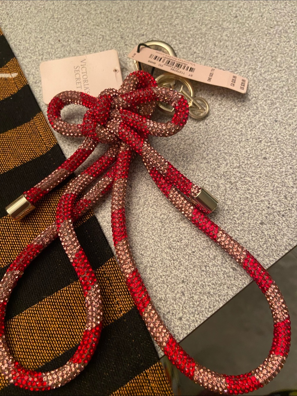 Victoria's Secret Red and Pink Crystal Rope Key Holder